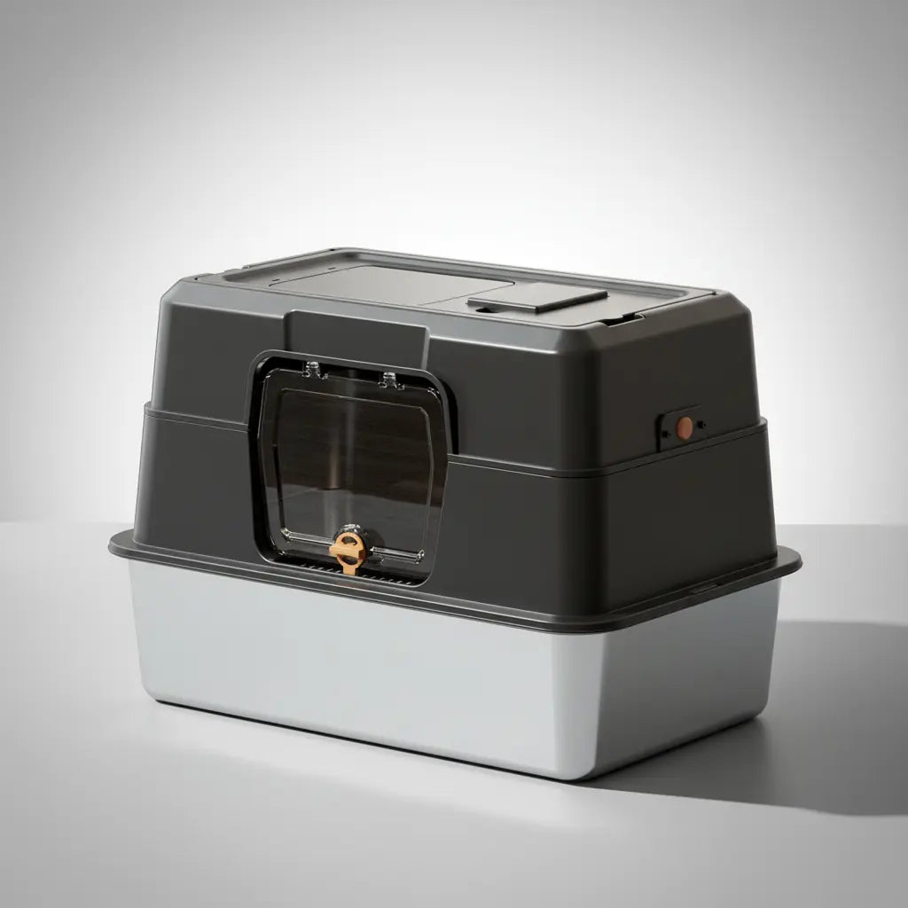 Revolutionary Fully Enclosed Stainless Steel Cat Litter Box - Dual Entry for Ultimate Convenience, Odor-Lock Design, Spacious 23.6" x 15.75" x 15.75" Litter Pan - Exclusive Black Friday Special!