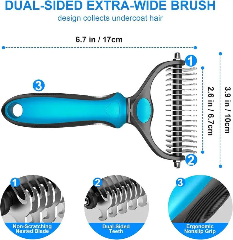 Universal Pet Detangling Comb: The Essential Double-Sided Grooming Tool for Dogs & Cats - Effortlessly Remove Shedding Hair and Keep Coats Healthy!