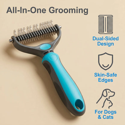 Universal Pet Detangling Comb: The Essential Double-Sided Grooming Tool for Dogs & Cats - Effortlessly Remove Shedding Hair and Keep Coats Healthy!