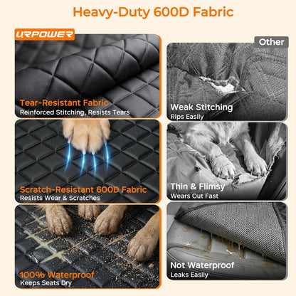 Dog Car Seat Cover for Pets 100% Waterproof Seat Cover Hammock 600D Heavy Duty Scratch Proof Nonslip Durable Soft Back Seat Covers for Cars and Suvs
