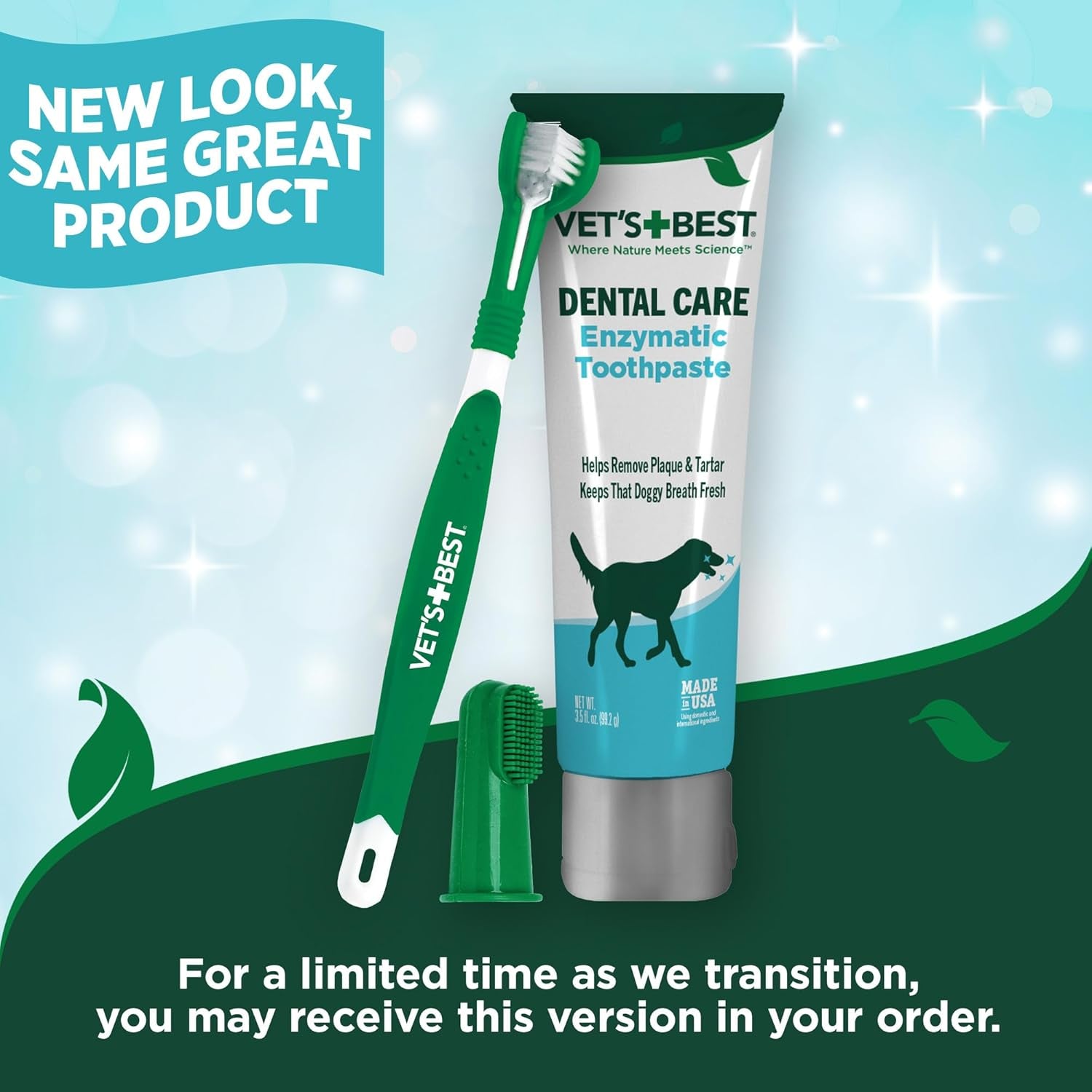 Dog Toothpaste & Dog Toothbrush, Dental Kit, Plaque Remover for Teeth, Whitens Teeth, Freshens Canine Breath, Veterinarian Formula, Finger Toothbrush Included