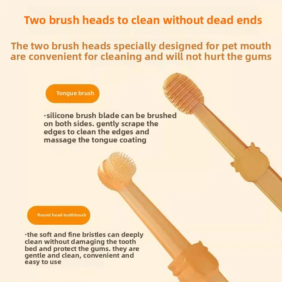 Revitalize Your Pet's Smile: 2Pcs Silicone Toothbrush & Tongue Scraper for Ultimate Oral Care and Massage