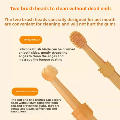 Revitalize Your Pet's Smile: 2Pcs Silicone Toothbrush & Tongue Scraper for Ultimate Oral Care and Massage