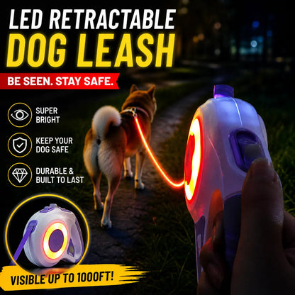 Illuminate Your Night Walks with the Pawzseek LED Retractable Dog Leash - A Must-Have for Safe Evening Strolls!