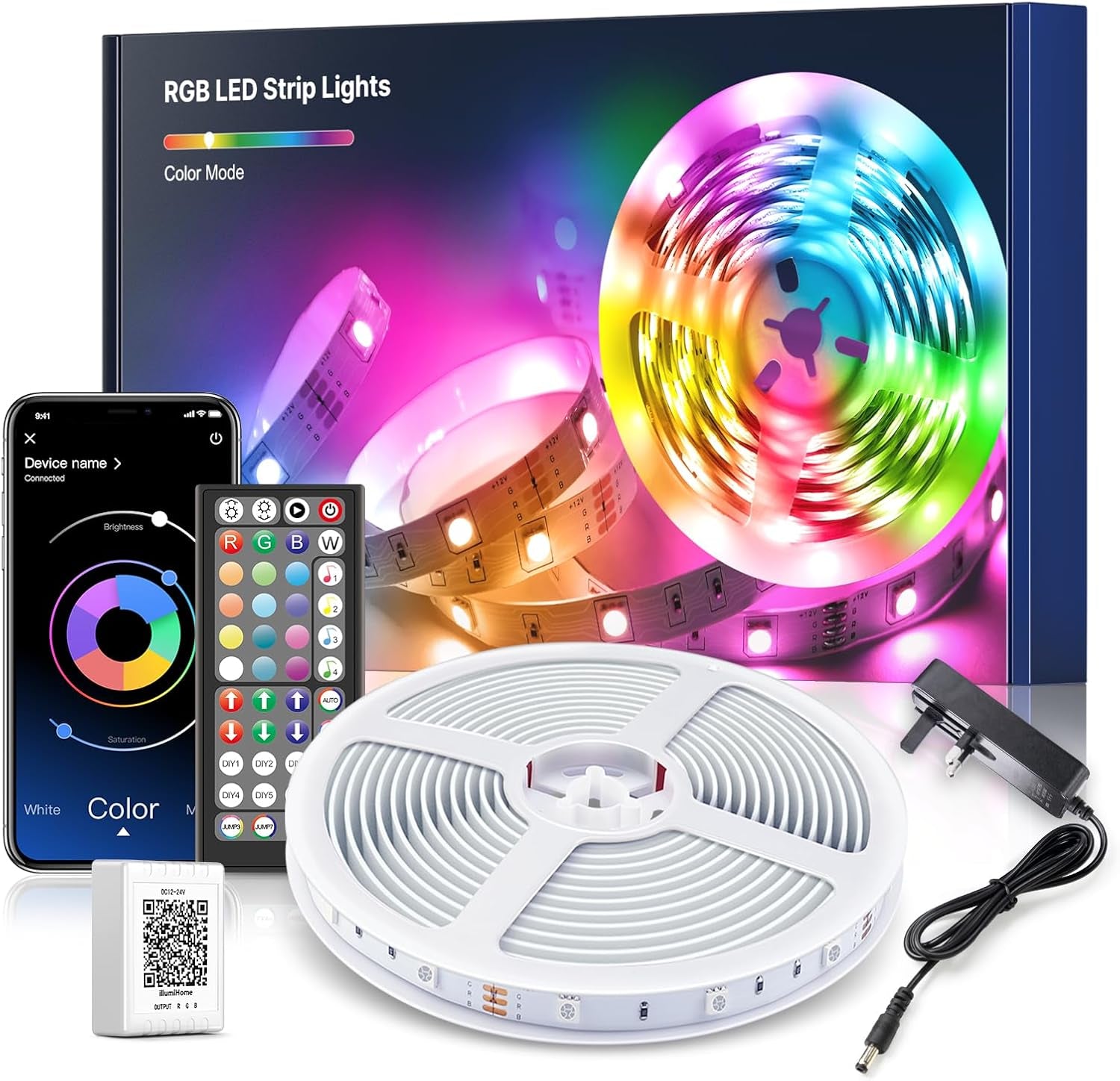 LED Strip Lights 10M (1X10M) APP Control Colour Changing LED Lights with Remote, Music Sync Built-In Mic, SMD RGB Light Strips RGB LED Strip, Led Lights for Bedroom Home Decoration