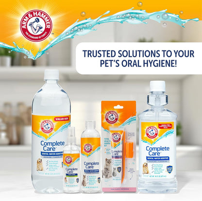 Complete Care Dog Dental Water Additive, Odorless Flavorless Daily Oral Care Solution with Baking Soda and Calcium for Plaque, Tartar, and Fresh Breath, 16 Fl Oz