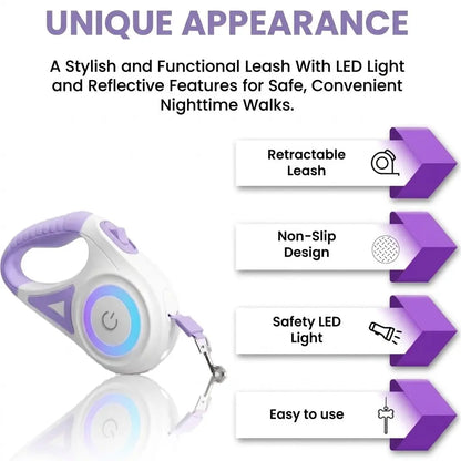 Illuminate Your Night Walks with the Pawzseek LED Retractable Dog Leash - A Must-Have for Safe Evening Strolls!