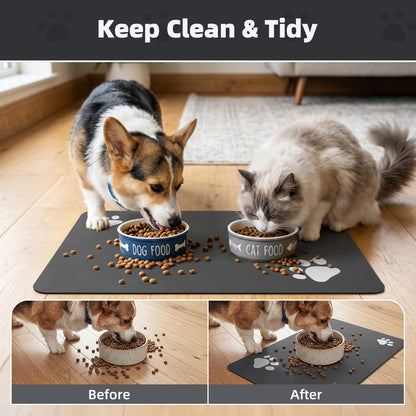 Pet Feeding Mat-Absorbent Dog Mat for Food and Water Bowl-No Stains Easy Clean Dog Food Mat-Quick Dry Water Dispenser-Puppy Supplies Accessories