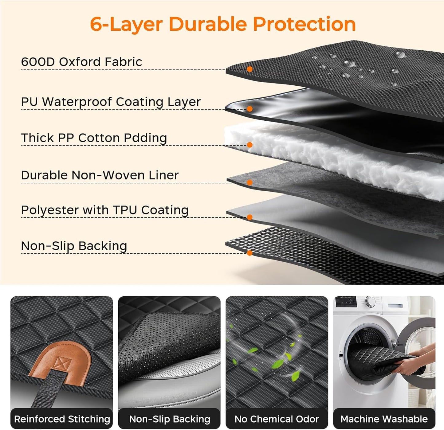 Dog Car Seat Cover for Pets 100% Waterproof Seat Cover Hammock 600D Heavy Duty Scratch Proof Nonslip Durable Soft Back Seat Covers for Cars and Suvs