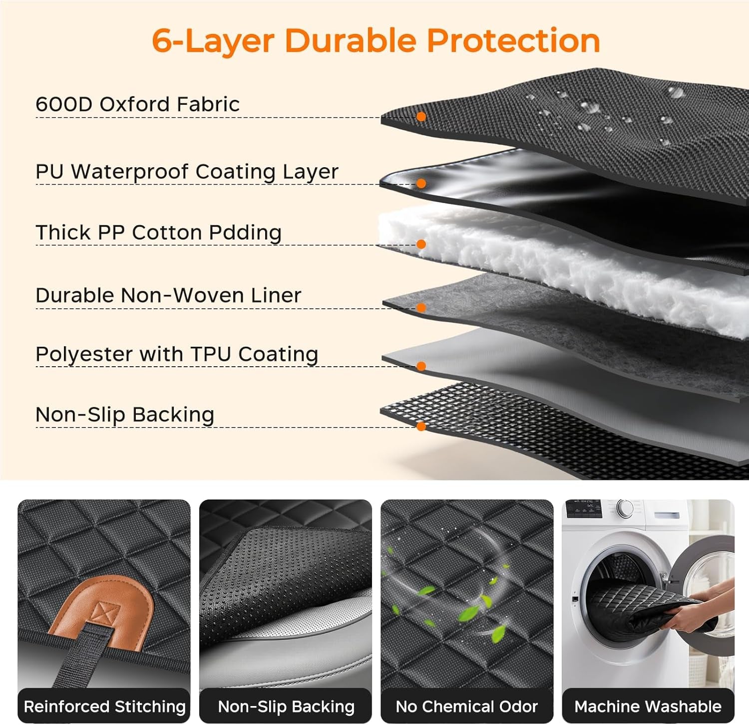 Dog Car Seat Cover for Pets 100% Waterproof Seat Cover Hammock 600D Heavy Duty Scratch Proof Nonslip Durable Soft Back Seat Covers for Cars and Suvs