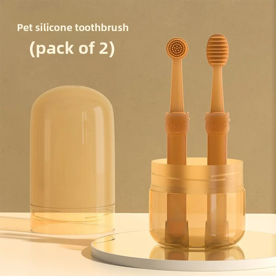 Revitalize Your Pet's Smile: 2Pcs Silicone Toothbrush & Tongue Scraper for Ultimate Oral Care and Massage