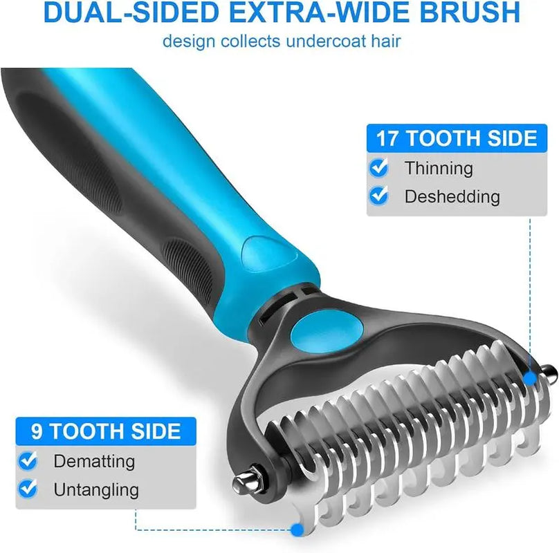 Universal Pet Detangling Comb: The Essential Double-Sided Grooming Tool for Dogs & Cats - Effortlessly Remove Shedding Hair and Keep Coats Healthy!