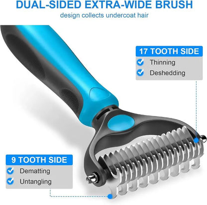 Universal Pet Detangling Comb: The Essential Double-Sided Grooming Tool for Dogs & Cats - Effortlessly Remove Shedding Hair and Keep Coats Healthy!