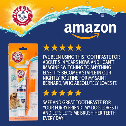 Complete Care Dog Dental Kit Enzymatic Toothpaste 2.5 OZ Chicken Flavor Toothbrush Finger Brush Tartar Baking Soda Formula
