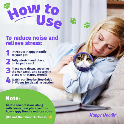 Happy Hoodie the Original Dog & Cat Calming Band - American Brand - Anxiety Relief/Noise Protection-Grooming-Thunder-Fireworks (Small, Blue) - since 2008
