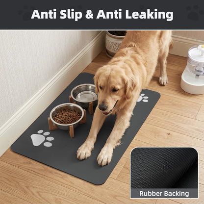 Pet Feeding Mat-Absorbent Dog Mat for Food and Water Bowl-No Stains Easy Clean Dog Food Mat-Quick Dry Water Dispenser-Puppy Supplies Accessories